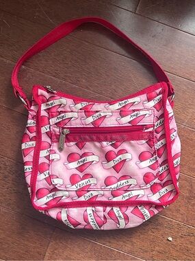 Lesport Pink Heart-Print Shoulder Bag